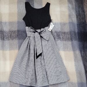 Signature by Robbie Bee Black and White Gingham Midi Dress